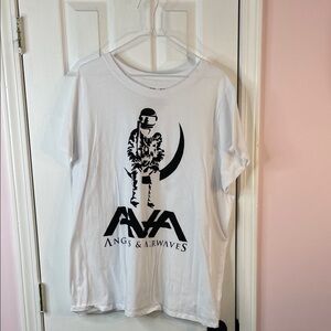 White Graphic T-Shirt with Black Design
